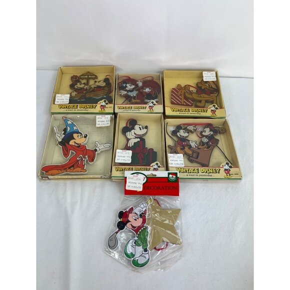 Vintage Disney Kurt Adler Ornaments Set Of 6 Featuring Mickey & Minnie Character